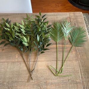 Faux stems, ficus and palm